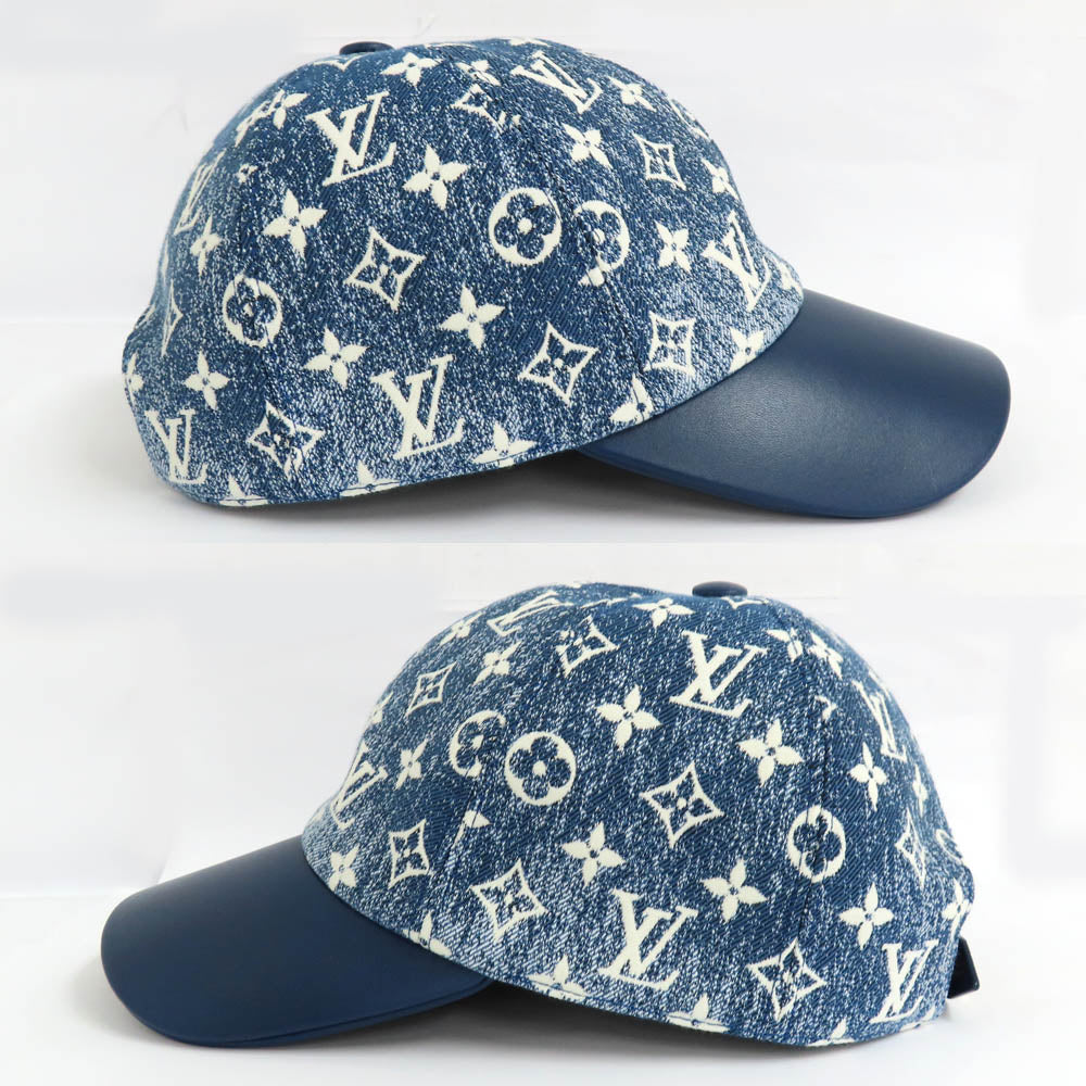 Louis Vuitton Denim M77437 Hat Baseball Hats Monogram Nylon Cotton Blue White Small