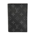 Louis Vuitton M64501 Monogram Passport Cover Small Black Leather Mens
