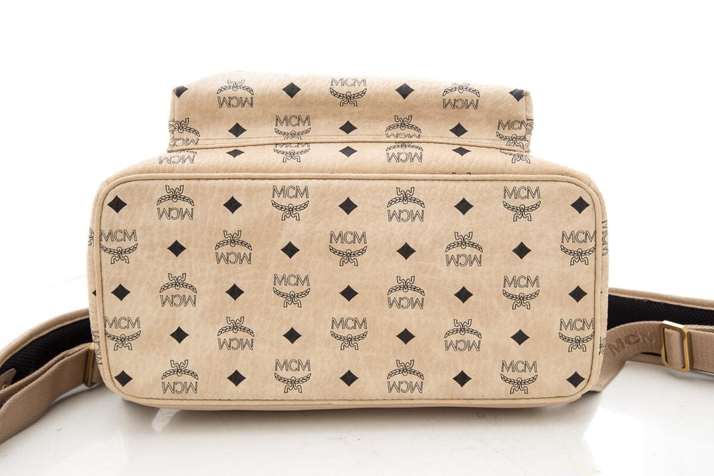 MCM Beige Leather Monogram Backpack