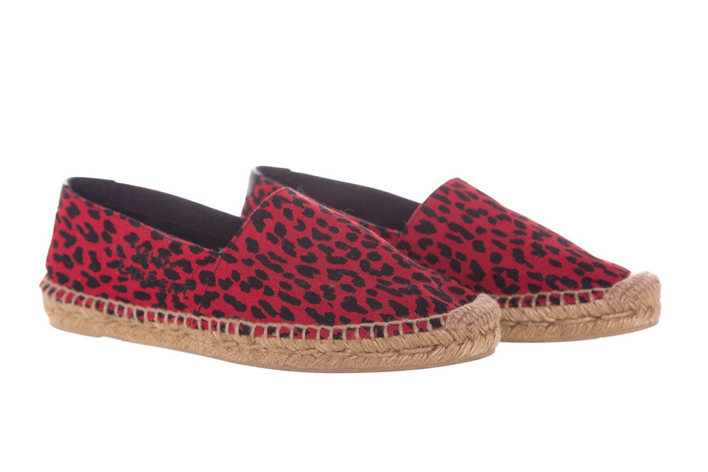 Saint Laurent Red Leopard Print Espadrilles SZ 38.5