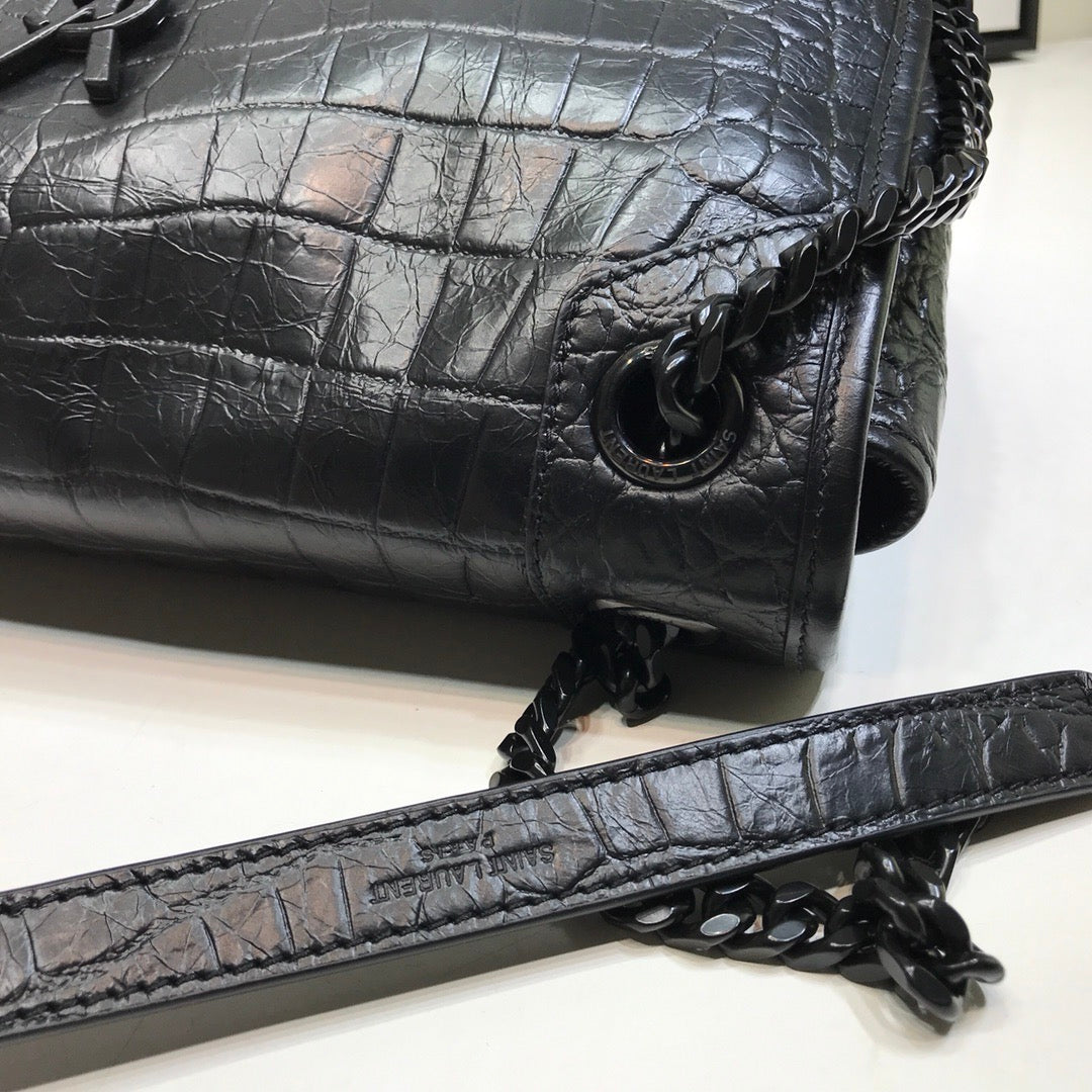 GLAMI Niki MeGLAMIum Chain BagIn-Embossed Black For Women 11in/28cm YSL 6331501K00U1000