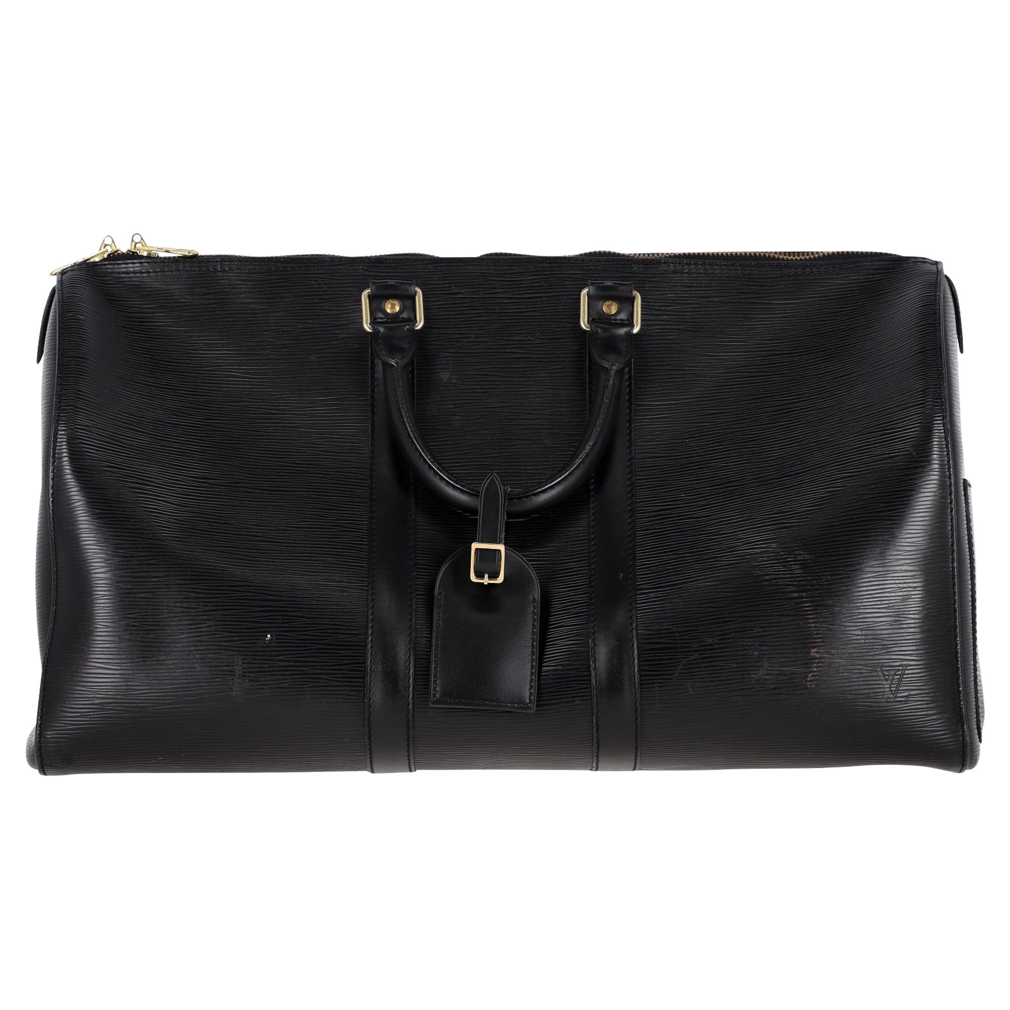 Louis Vuitton Keepall Bandoulière 50 Duffle Bag in Black Epi Leather