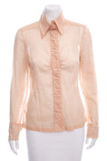 Chanel Nude Long Sleeve Button Up Blouse SZ 38