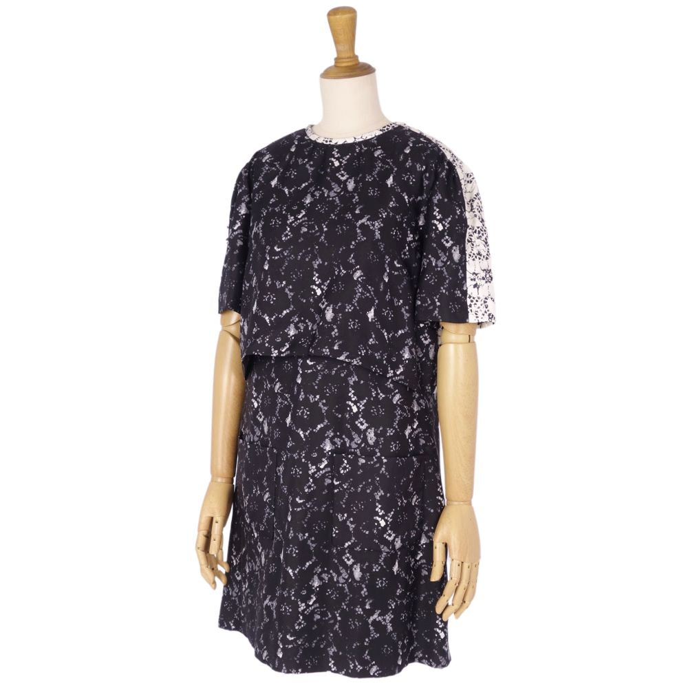 Louis Vuitton One Earrings Short Sleeve Total Silk 100% Tops  Made in France 36 (Equivalent to S) Black/White - LODEST