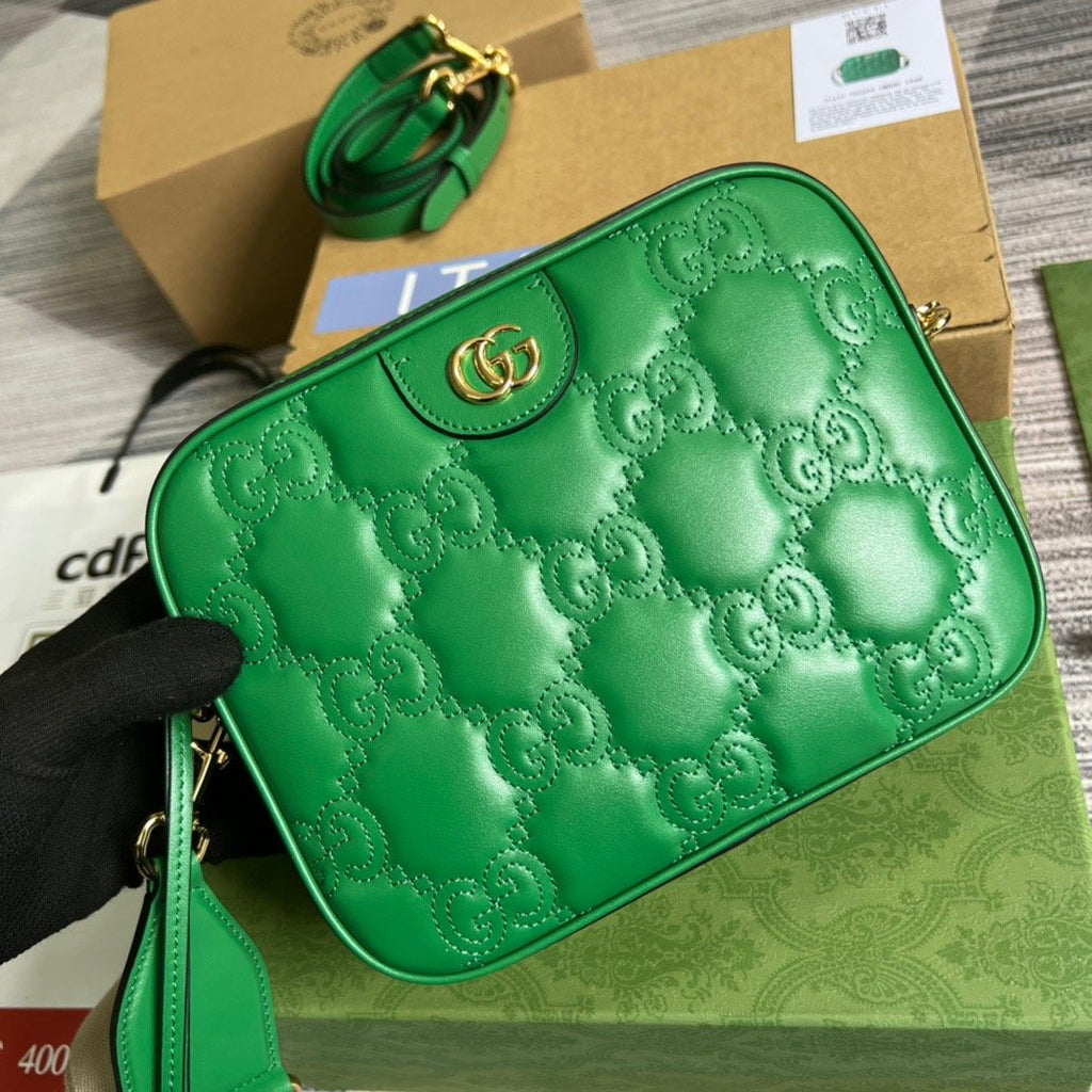 gg Matelasse Shoulder Bag Green For Women, Women’s Bags 8.5in/22cm gg 702234 UM8HG 3389