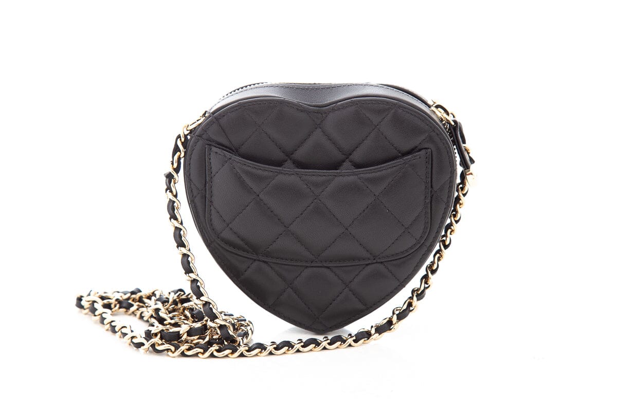 Chanel 2021 Black Mini Heart On Chain Handbag- Full Set