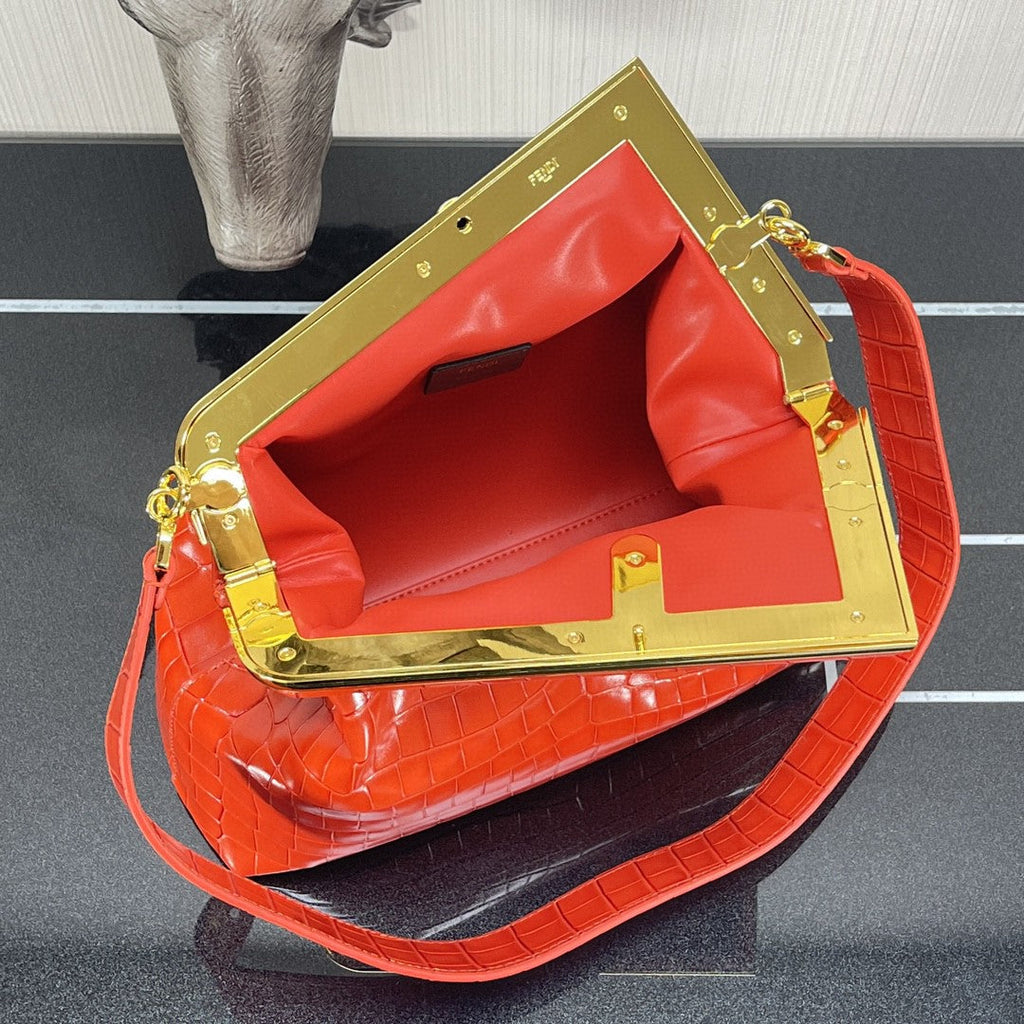 FI First MeGLAMIum Orange CrocoGLAMIle Bag For Woman 32.5cm/13in