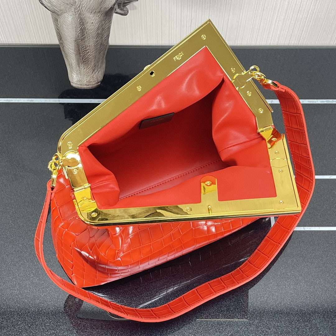 FI First MeGLAMIum Orange CrocoGLAMIle Bag For Woman 32.5cm/13in