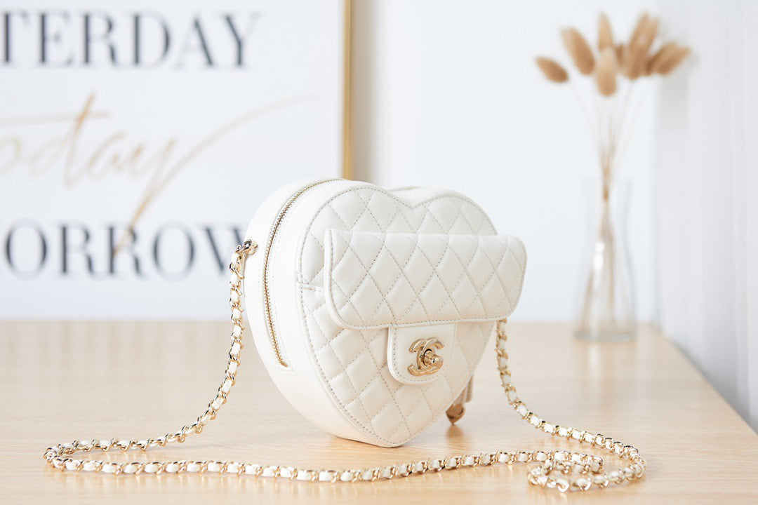 CHLMini Heart Bag White For Women 7in/18cm AS3191 B07958 10601