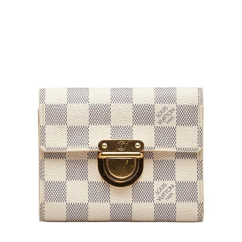 Louis Vuitton Damier Azur Porte Foyle Coala Double Fed Wallet N60013 White PVC  Louis Vuitton