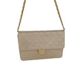 Chanel Vintage Beige Quilted Lambskin Medium Flap Bag