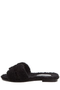 HermÃƒÆ’Ã‚Â¨s "Oran" Black Shearling Slides SZ 35