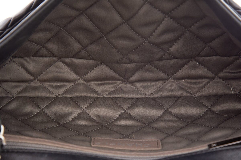 Chanel 2008 Black Lambskin Pleated Leather Single Flap Handbag