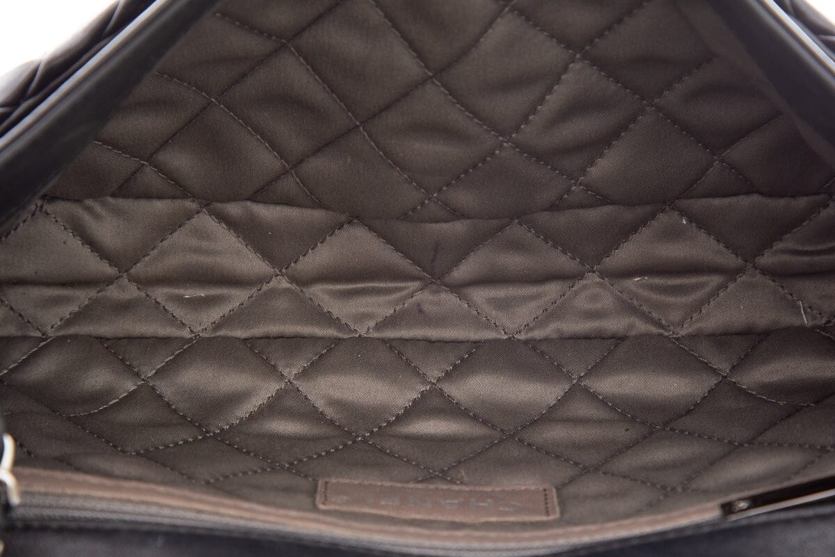 Chanel 2008 Black Lambskin Pleated Leather Single Flap Handbag