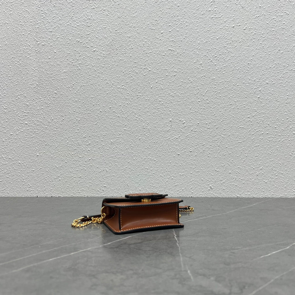 GLAMI Card Holder On Chain Triomphe Tan For Women 4in/11cm 10J743DPV.04LU