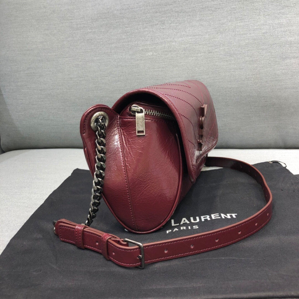 GLAMI Niki MeGLAMIum Crinkled Shoulder Bag Burgundy For Women 11in/28cm YSL