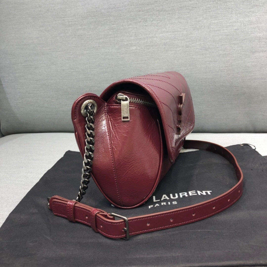 GLAMI Niki MeGLAMIum Crinkled Shoulder Bag Burgundy For Women 11in/28cm YSL