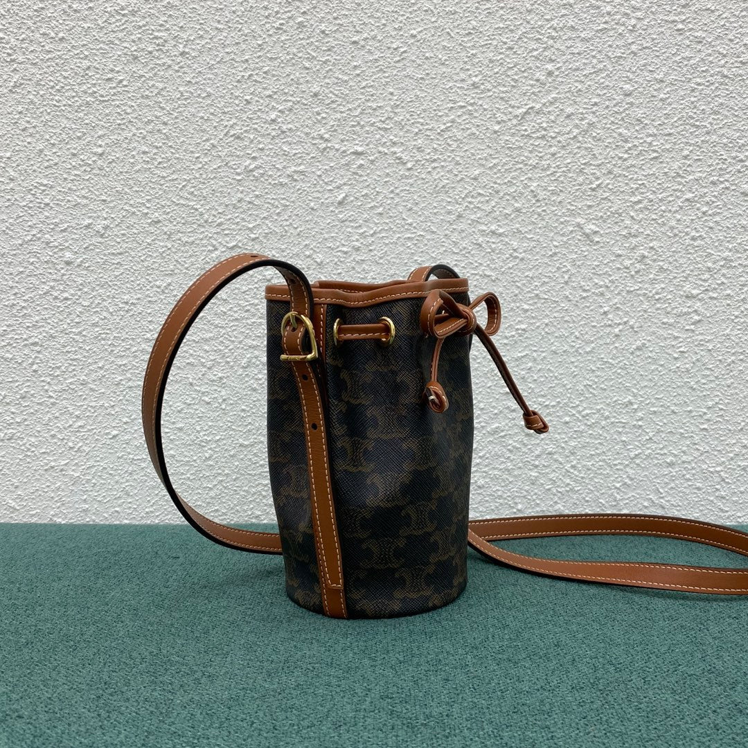 GLAMI Small Drawstring Bag In Trimphe Canvas Brown For Women 7.9in/20cm 191142BZJ-04LU