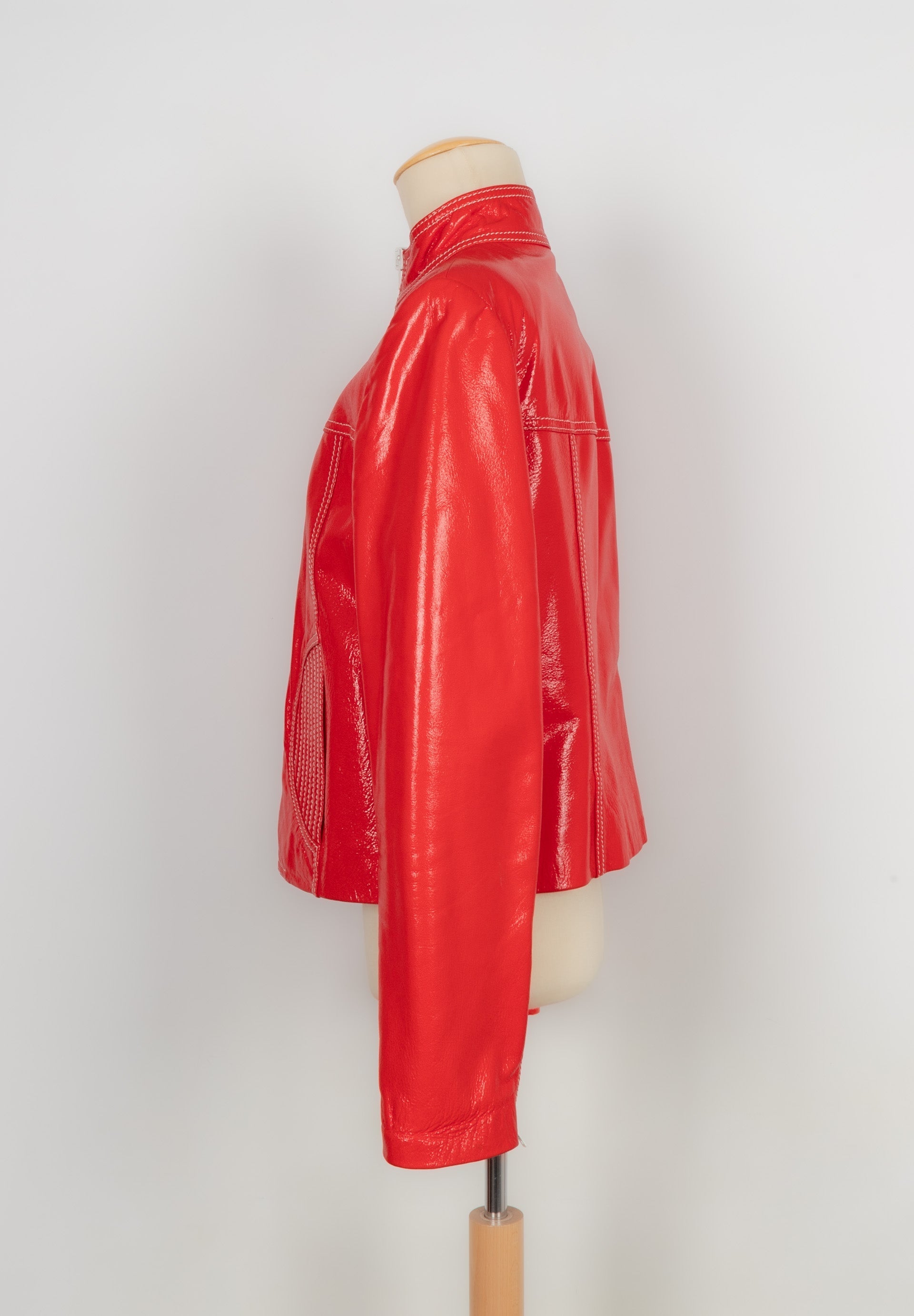 Veste en cuir orange CÃƒÆ’Ã‚Â©line