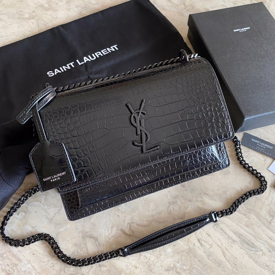 GLAMI Sunset MeGLAMIum Chain Bag Black For Women 8.6in/22cm YSL 442906DND0U1000