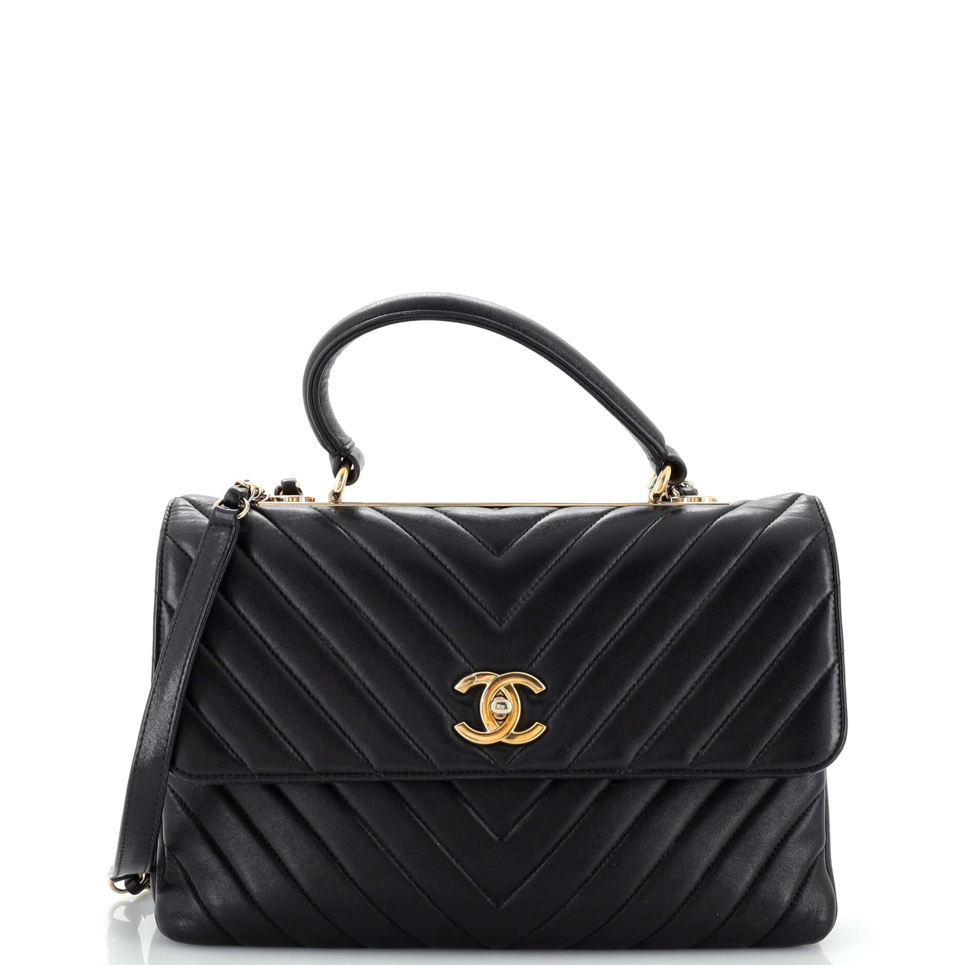 CHANEL Trendy CC Top Handle Bag Chevron Lambskin Medium