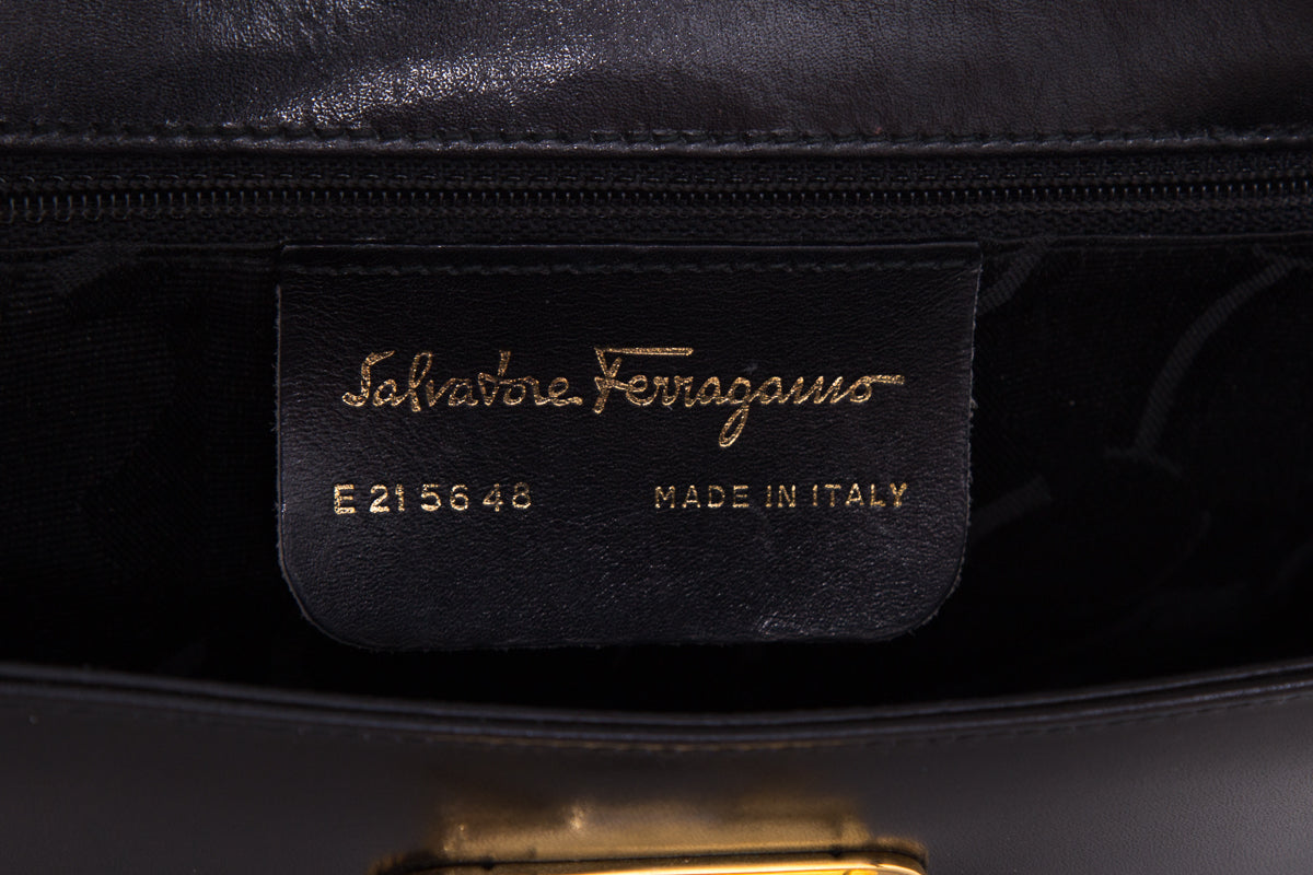 Salvatore Ferragamo Black Gancini Cross-Body