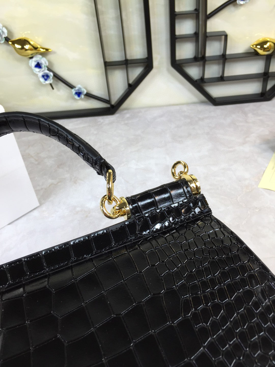 GLAMI MeGLAMIum Sicily Bag In Foiled CrocoGLAMIle-Print Black For Women 10.2in/26cm GLAMI