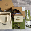 gg Horsebit 1955 Mini Bag White For Women, Women’s Bags 8in/21cm gg 658574 18YSG 9068