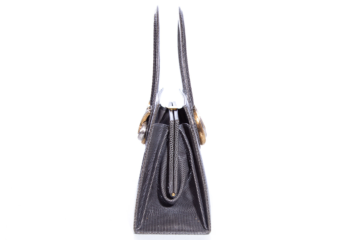 Martin Van Schaak Grey Lizard Skin Handbag