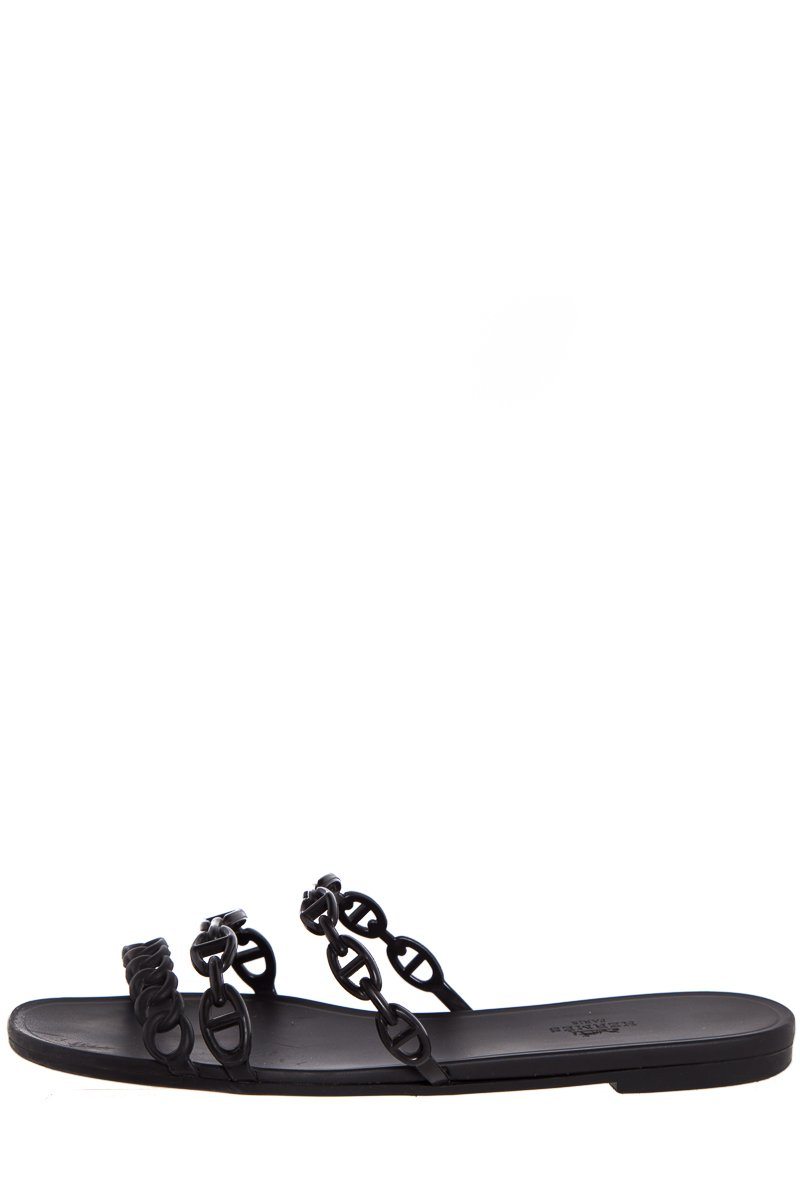 HermÃƒÆ’Ã‚Â¨s Black Rivage ChaÃƒÆ’Ã‚Â®ne d'Ancre Insignia Rubber Sandals SZ 41