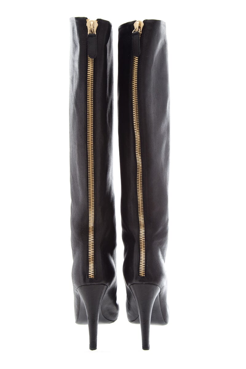 Chanel Black Leather High Boots SZ 36