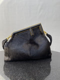 FI First MeGLAMIum Black Fox Fur Bag For Woman 32.5cm/13in