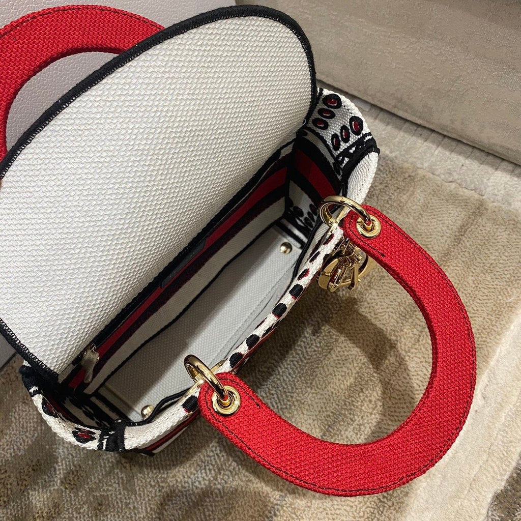 GLAMI MeGLAMIum Lady D-Lite Bag Multicolor Cupidon Embroidery, Red/Latte Handbags, 24cm CD M0565OTQG_M941