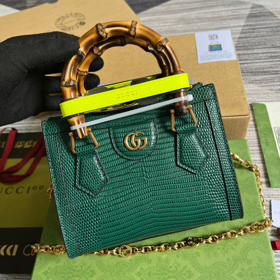 gg Lizard Mini Tote Bag Green For Women, Women’s Bags 7.9in/20cm gg