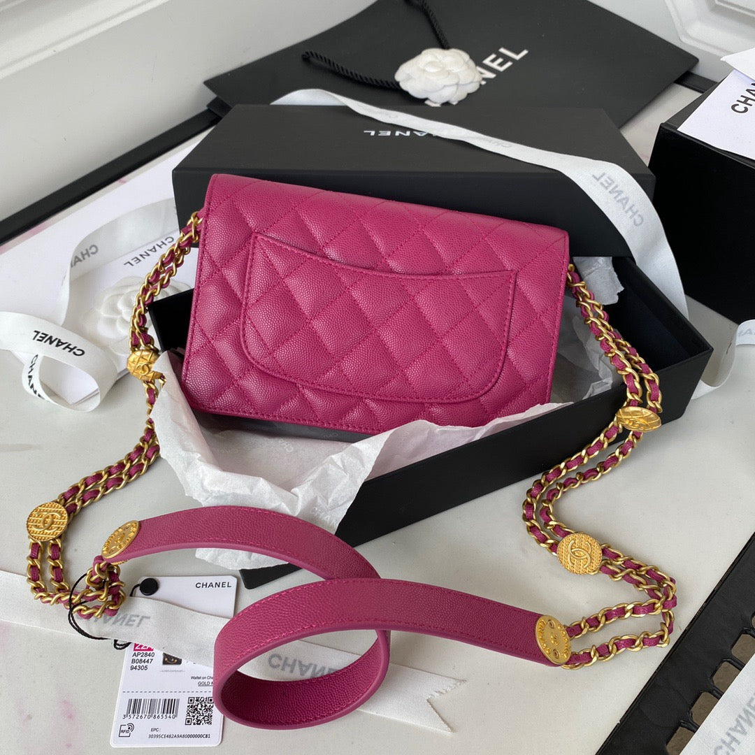 CHLSmall Flap Bag Gold Hardware Plum For Women, Women’s Handbags, Shoulder Bags 7.5in/19cm AP2840