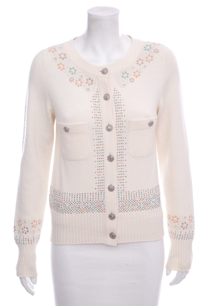 Chanel Cream Button Up Sweater SZ 34