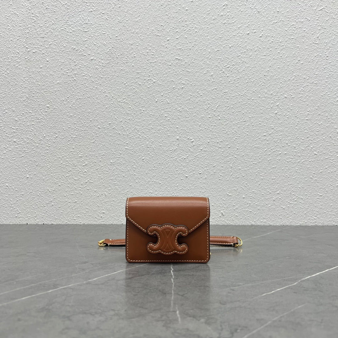 GLAMI Card Holder On Chain Triomphe Tan For Women 4in/11cm 10J743DPV.04LU