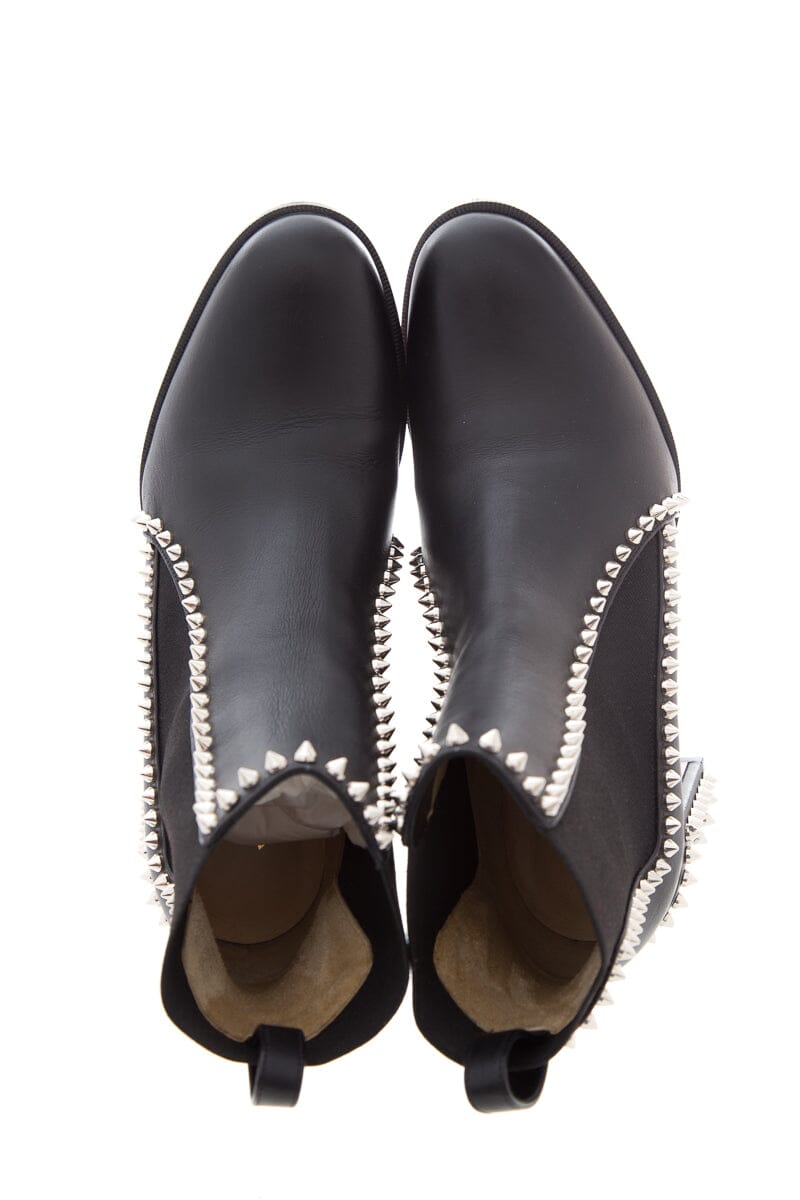 Christian Louboutin Black Outline Spike Leather Booties SZ 37