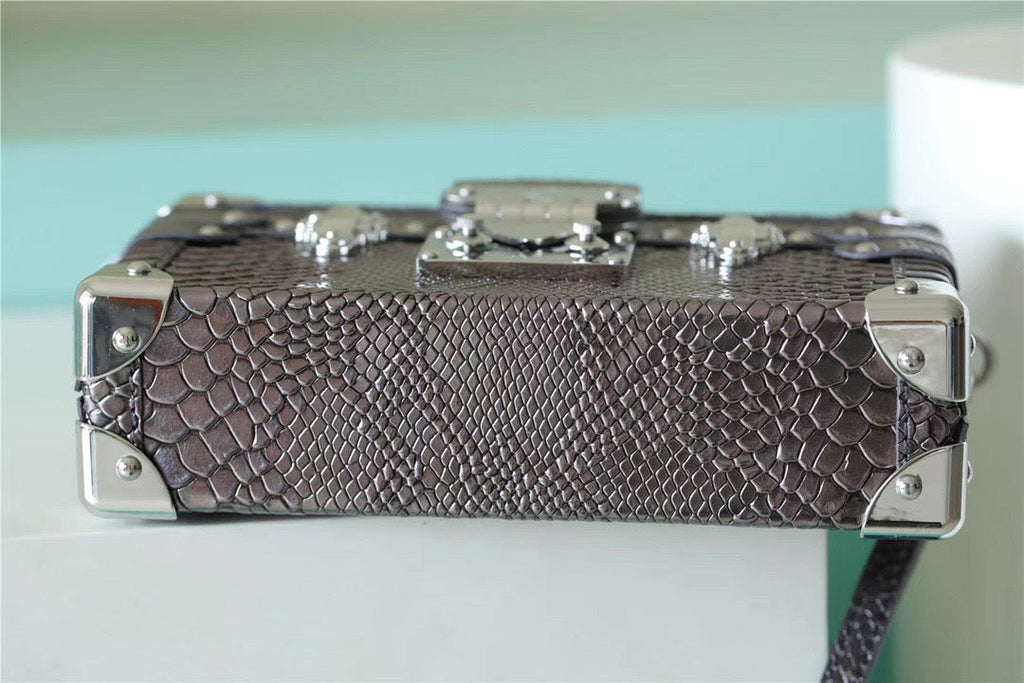 LV Petite Malle High Shiny Alligator By Nicolas Ghesquiere Silver For Women,  Shoulder And Crossbody Bags 7.9in/20cm LV 