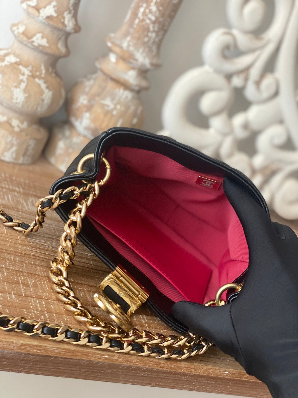 CHLSmall Hobo Bag Gold Hardware Black For Women, Women’s Handbags, Shoulder Bags 7.5in/19cm