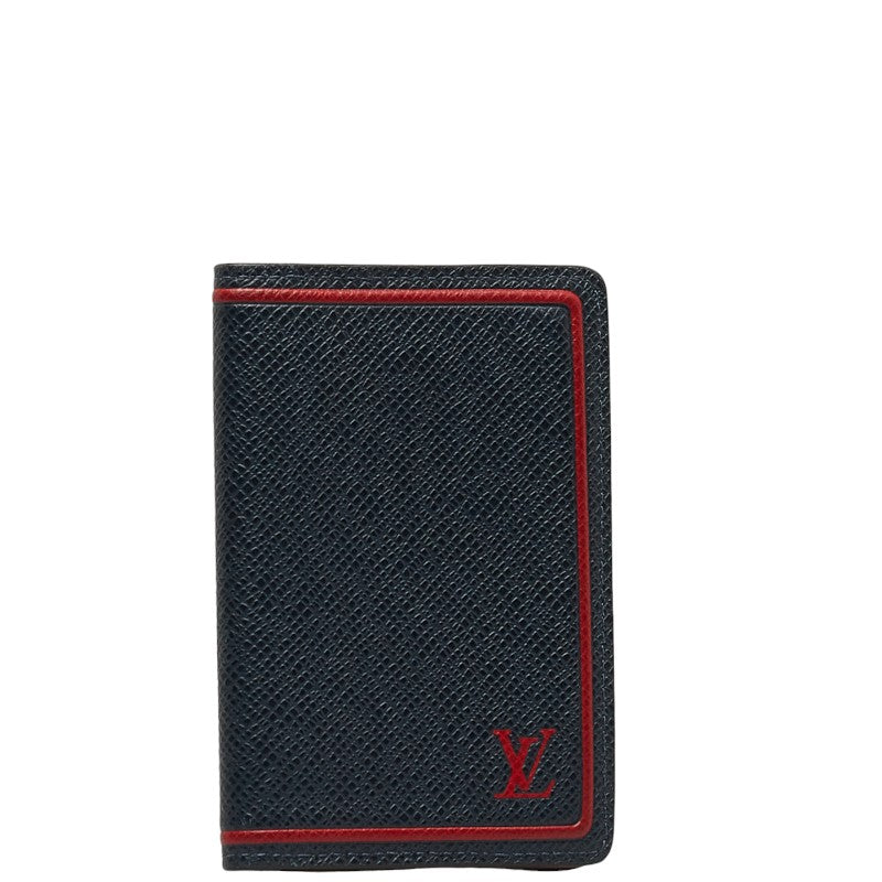 Louis Vuitton Taiga Organizer Du Posch Cardcase Passcase M63408 Blue Marine Navy Red Leather Men LOUIS VUITTON