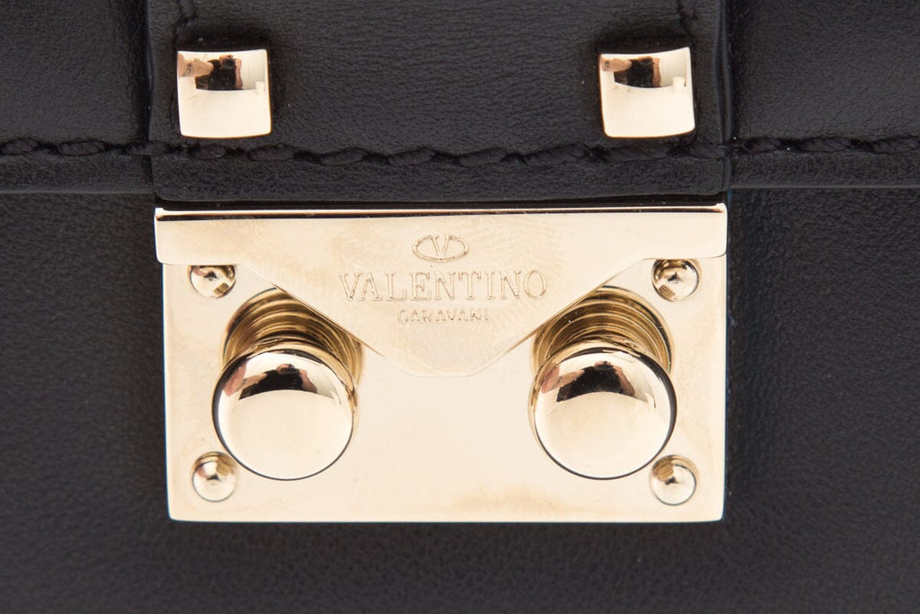 Valentino Black Glam Lock Rockstud Handbag
