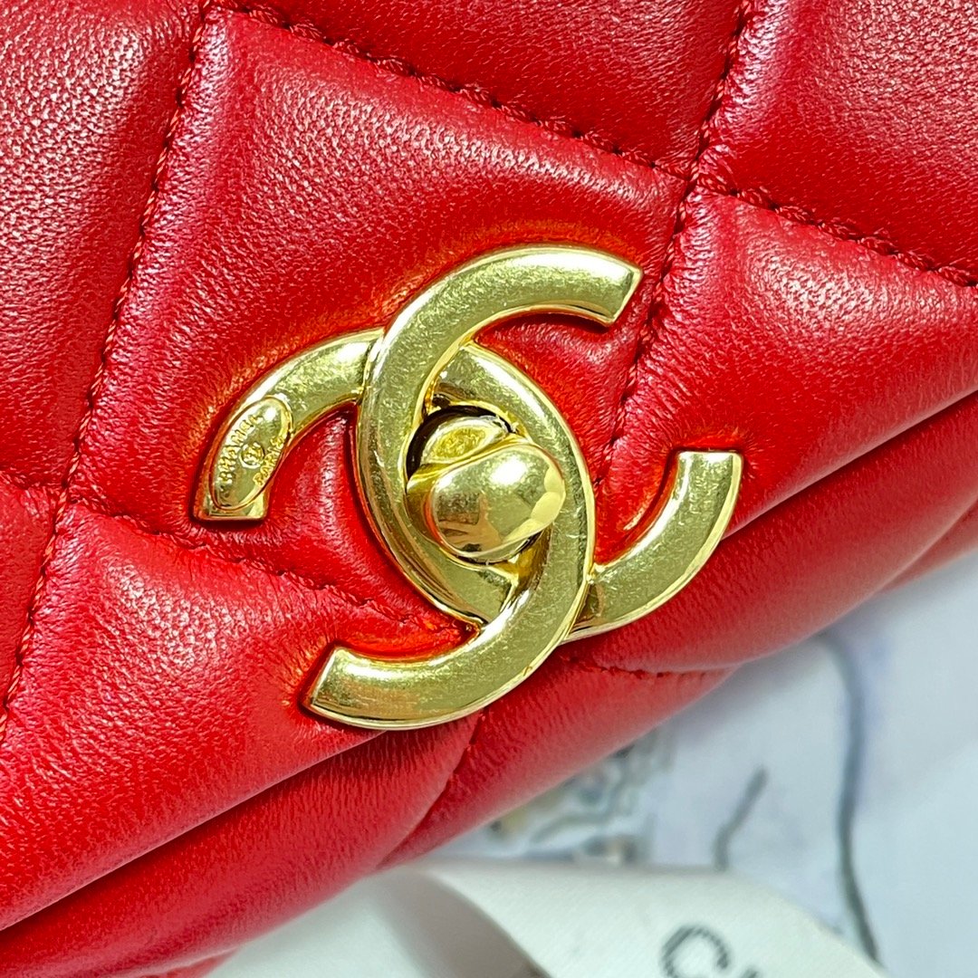 CHLLarge Flap Bag Gold Hardware Red For Women, Women’s Handbags, Shoulder Bags 9.1in/23cm AS3367