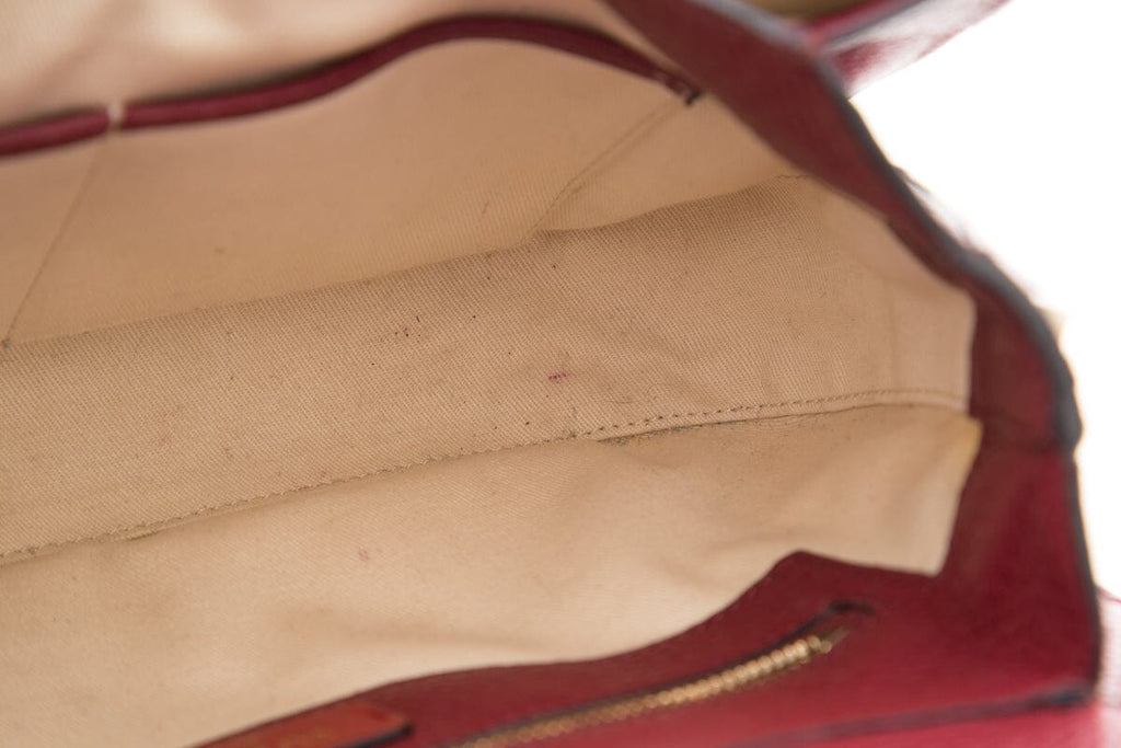 Valentino Red Grained Leather Shoulder Handbag