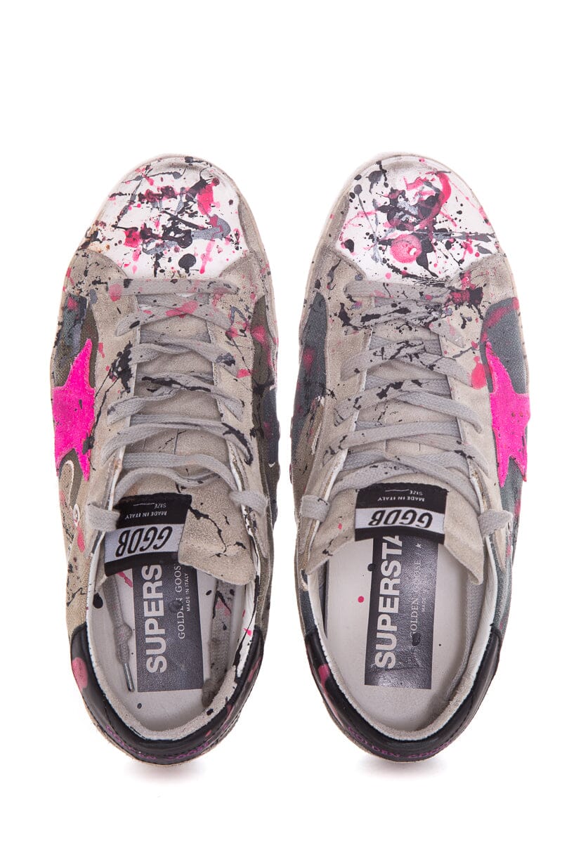 Golden Goose Limited Edition Paint Splatter Black & Pink Sneakers