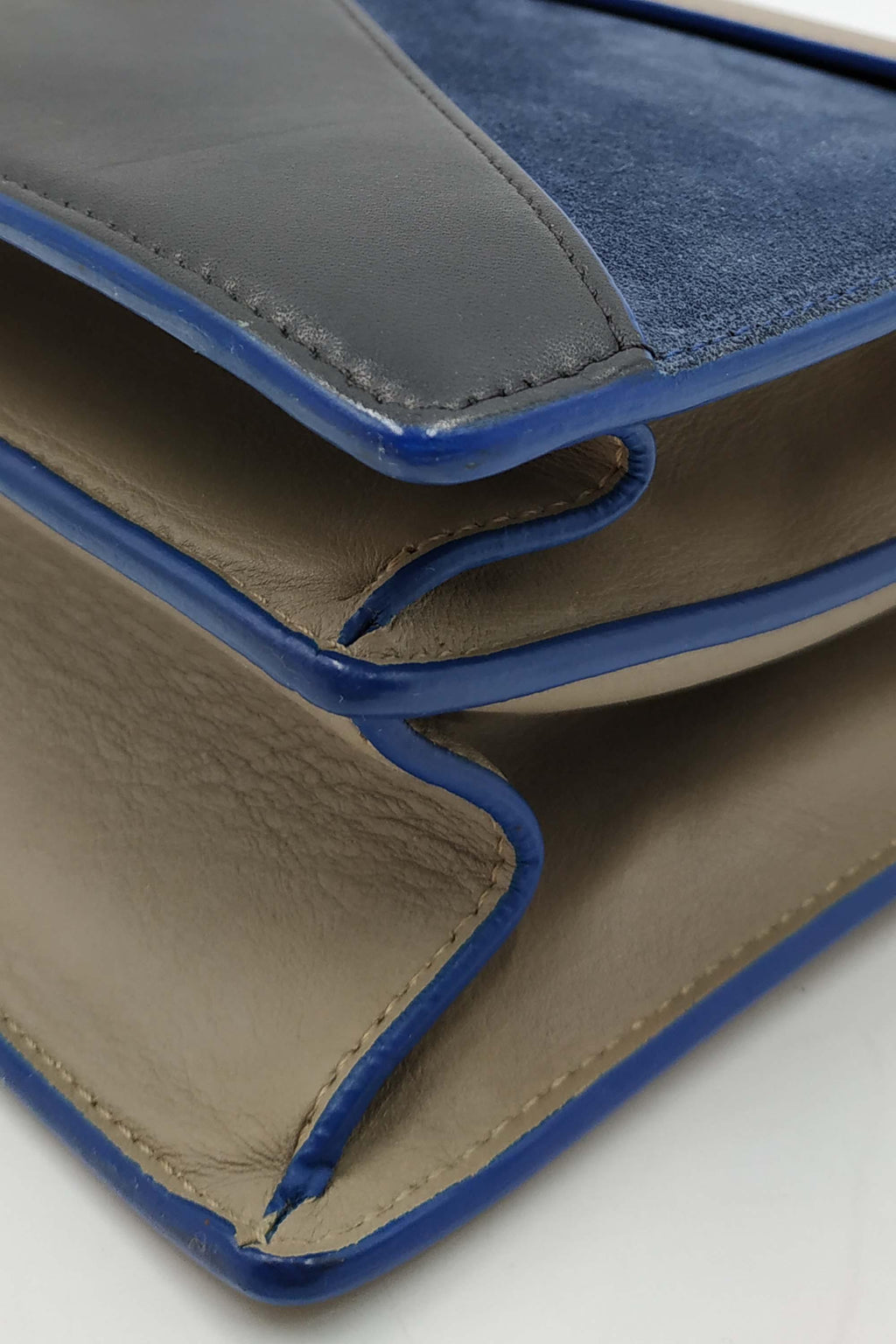 Diamond Envelope Shoulder Bag Beige Blue