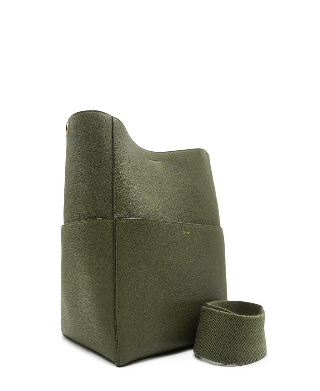 Medium Seau Sangle Bucket Bag Green Khaki