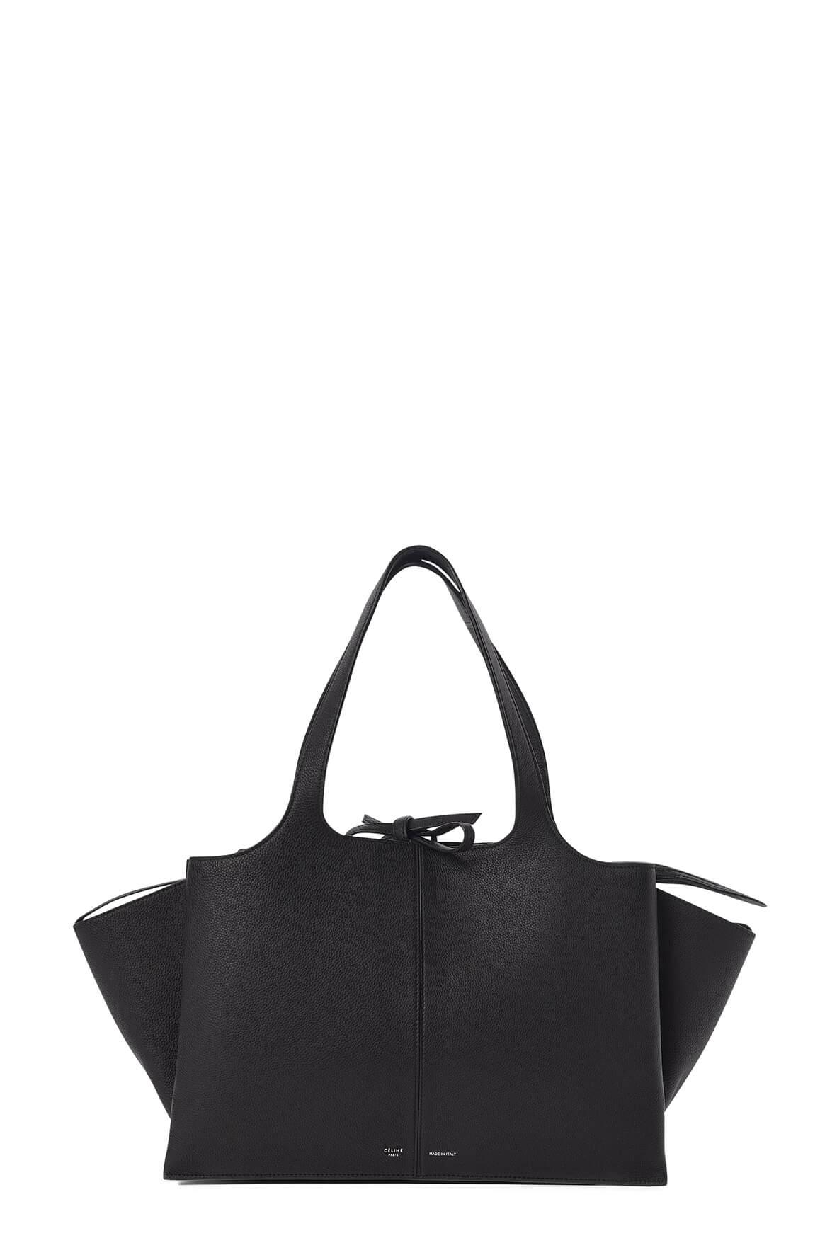 Medium Trifold Black in Grained Leather