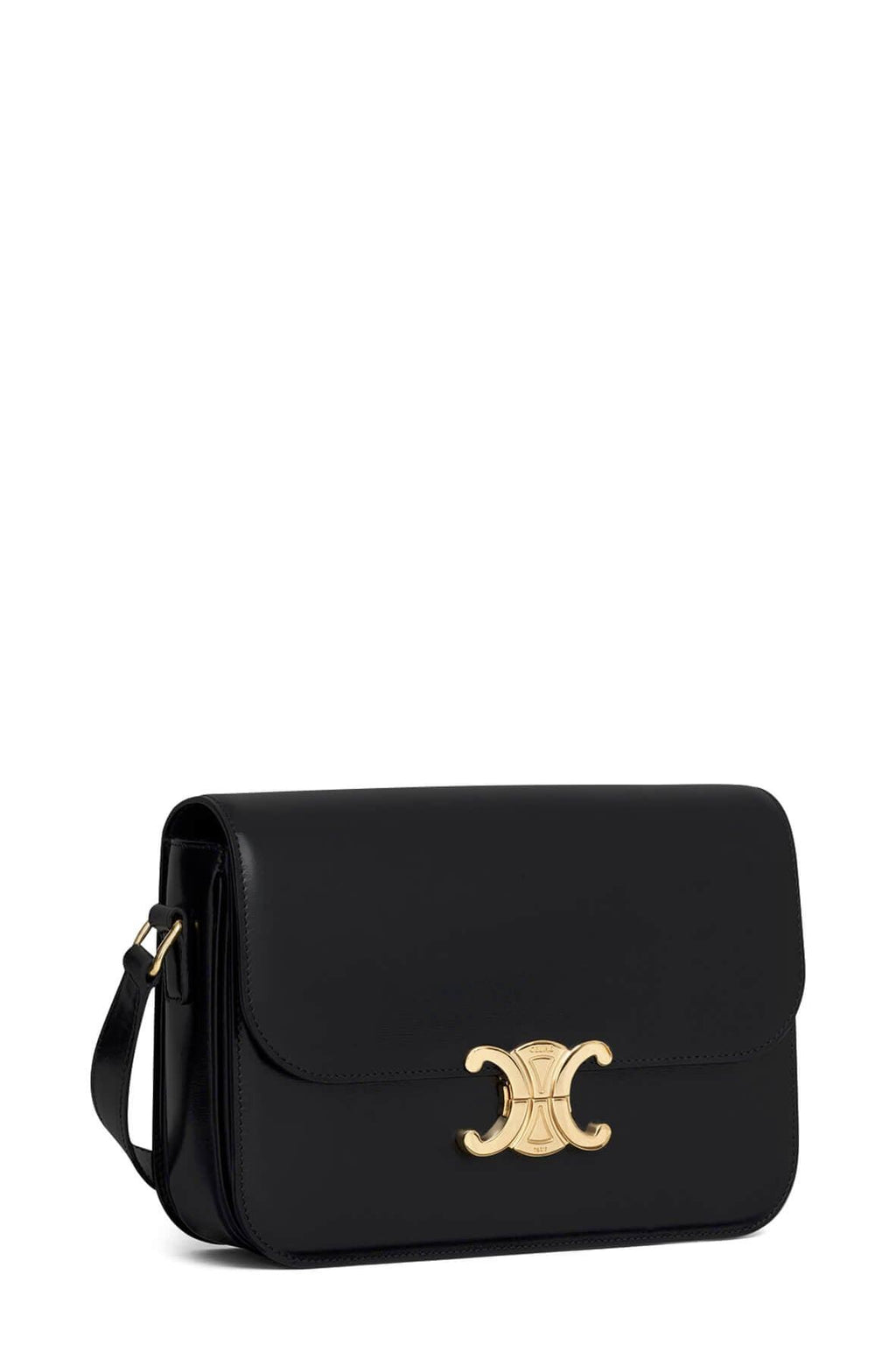 Medium Triomphe Bag in Black Shiny Calfskin
