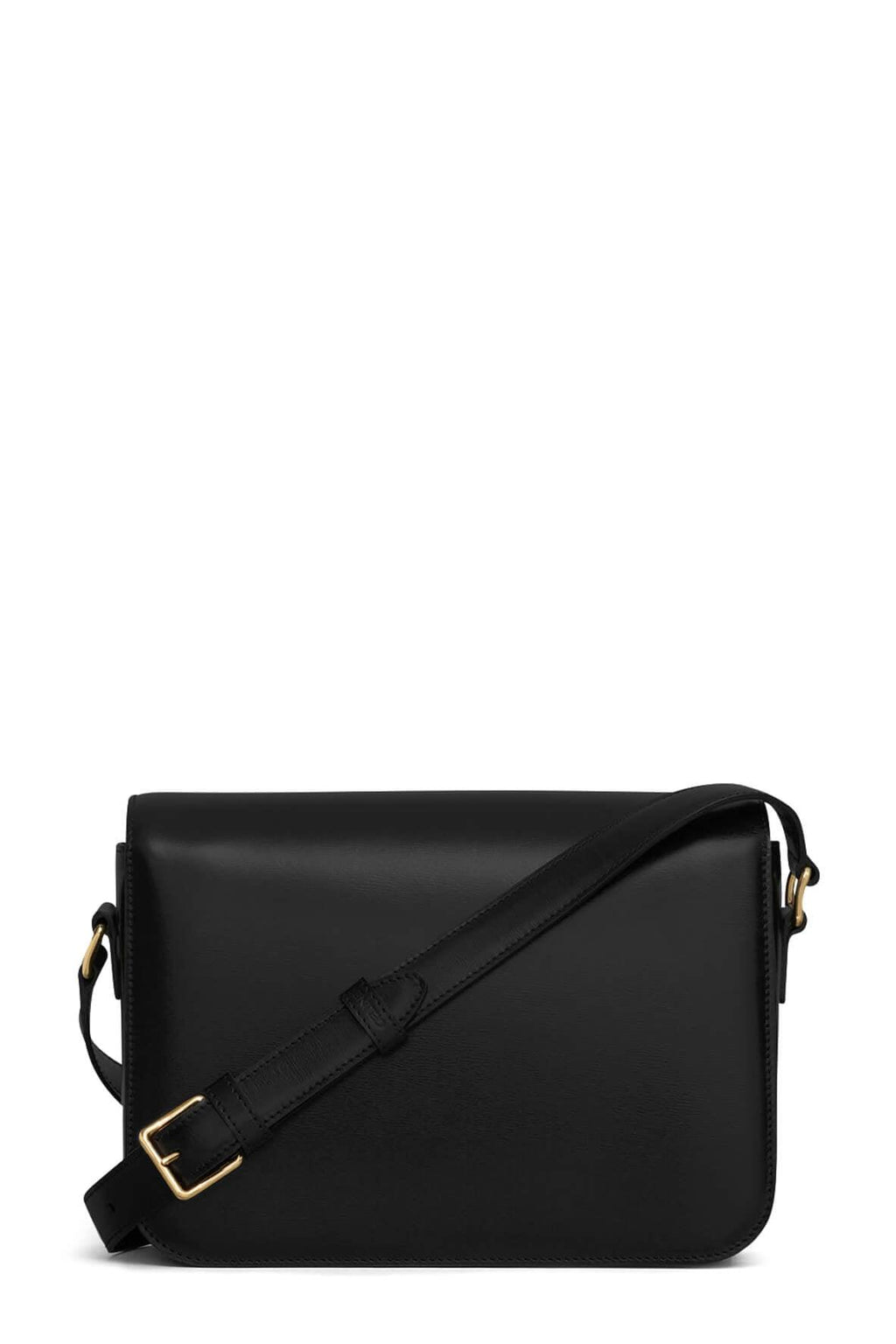 Medium Triomphe Bag in Black Shiny Calfskin